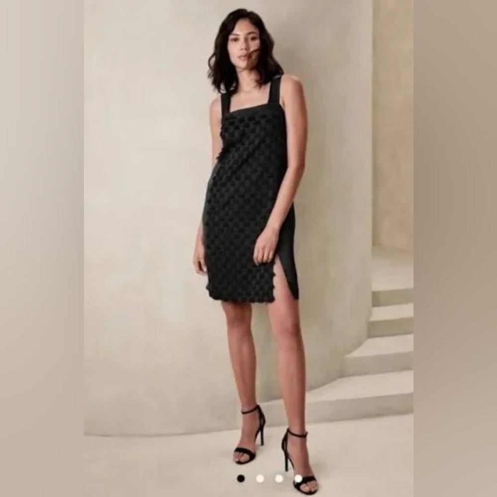 NWT Banana Republic Black Jacquard Eyelash Sleeveless Sheath Dress Sz 12
